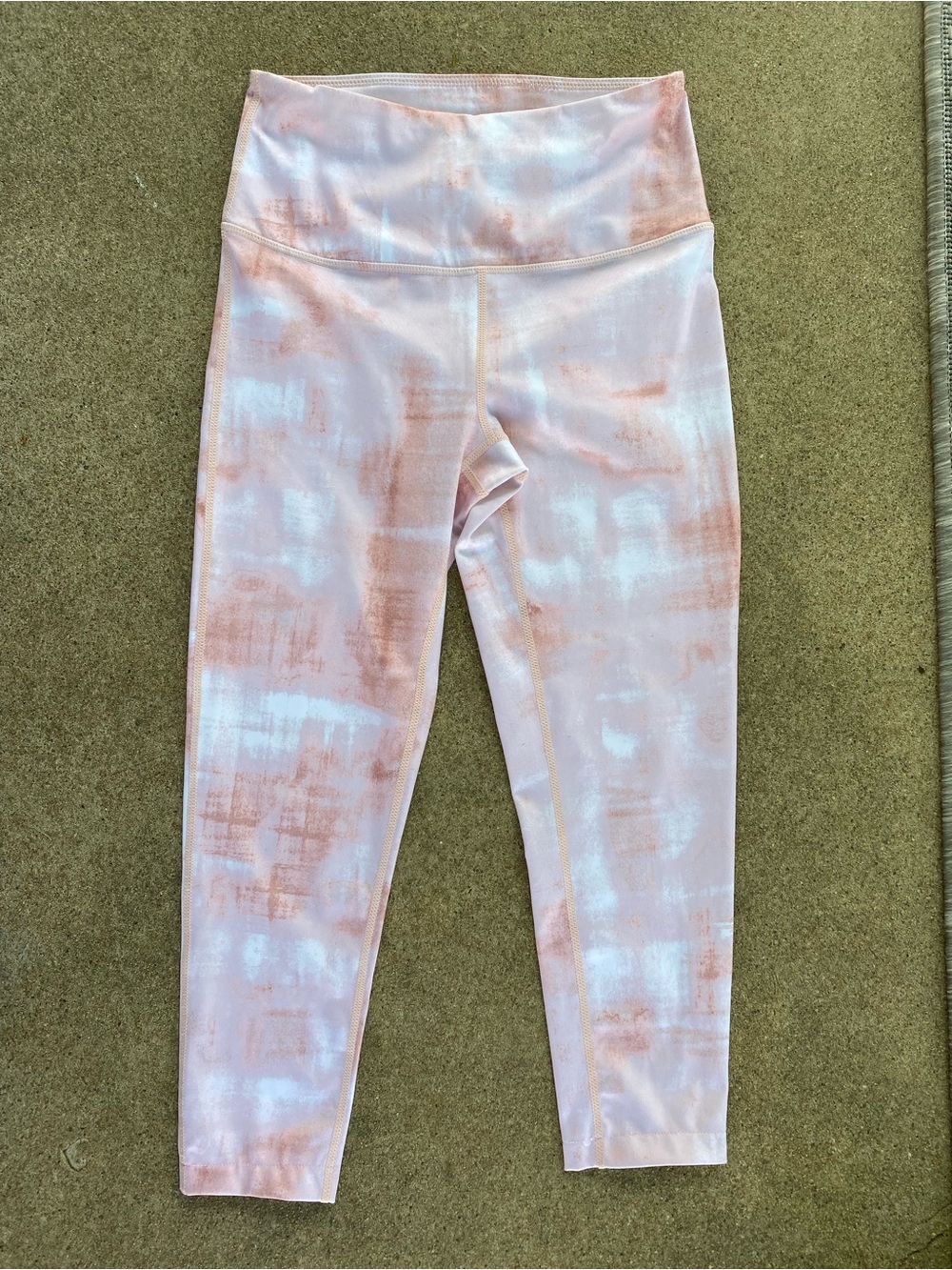 Zella Pink & White Tie-Dye High-Waist Performance Leggings